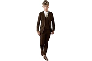 BOTONG Costume à revers en pointe pour garçons, coupe ajustée, avec veste, gilet et pantalon, idéal pour les fêtes, les événements formels et les mariages