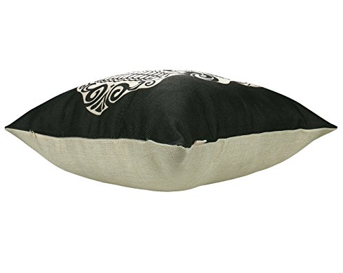 Luxbon 2x Schwarz und Beige Totenkopf Schädel Leinen Kissenbezug Pillowcase Auto Haus Halloween Deko 45 x 45 cm - 4