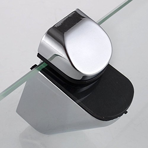 KES Badablage Glasregal Eckablage Glasbodenträger aus Edelstahl und Glas, Klar und Silber, BGS3202S35 - 4