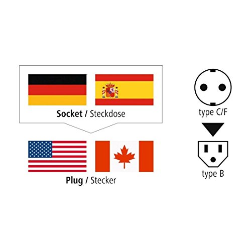 Hama Reisestecker USA Typ B (Adapter für Costa Rica, Kanada, Kuba, Jamaika, geeignet für Geräte mit deutschem Schutzkontaktstecker, Euro- oder Konturenstecker) - 5