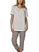 Italian Fashion Marianna Pyjamas- Short Sleeve & 3/4 Bottoms,Size 2XL,Ecru
