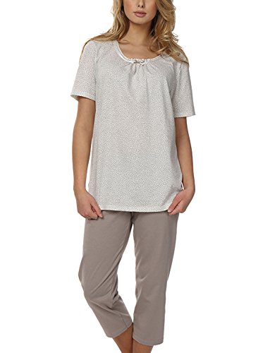 Italian Fashion Marianna Pyjamas- Short Sleeve & 3/4 Bottoms,Size 2XL,Ecru