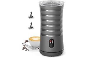 KSFFLO Milk Frother, Automatic Milk Frother Machine 4 in 1 Functions Milk Frother Machine for Coffee, Hot Chocolates, Latte, Cappuccino, Milk Frother 240ml, Gray