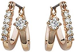La Vivacita Regent loop Earrings with swarovski crystal 18ct gold plated gift for women and girls (Rose Gold)