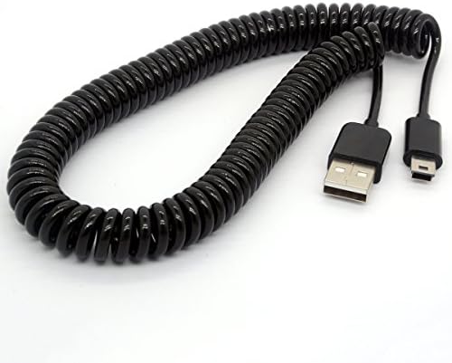 Mini USB Cable Spiral Coiled USB 2.0-A to mini-B 5-Pin Data Sync &amp; Charger Lead Connector (3 Meter)