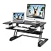 Produktbild tcatec Sit-Stand Workstation, Höhenverstellbarer Schreibtisch-Aufsatz Mit Integrierter Gasfeder, Sitz-Steh-Schreibtisch Aufsatz Für Bürotisch & Computertisch - Schwarz