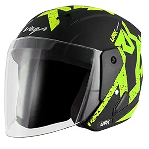 Vega Lark Victor Dull Black Neon Yellow Helmet, M