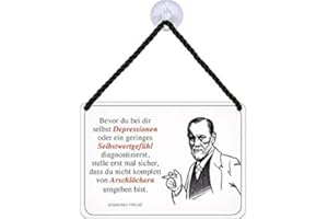 Blechwarenfabrik Braunschweig Kultschild Sigmund Freud aus Blech Mehrfarbig, Maße: 16,5cm x 11,5cm x 0,6cm, KH058