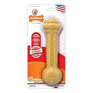 Nylabone Dura Chew Barbell Toy, Peanut Butter Flavour (Large)