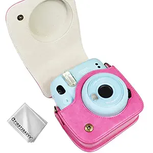 first2savvv PU Leather Skin Full Body Camera Cover Bag Compatible with Fujifilm Instax Mini 11 Camera Case (Pink)