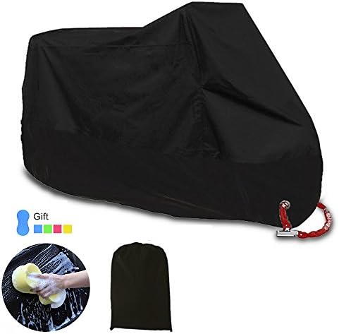 XXXL Universal Motorcycle Cover, Serpeo All season Outdoor & Indoor Motorbike Cover, Waterproof Dustproof Durable UV Protective Breathable Cover for Honda, Yamaha, Suzuki, Harley (All Black)