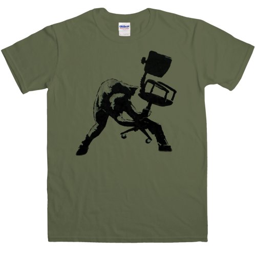 Hombre Banksy Camiseta - Office Chair Clash - Olive - Medium