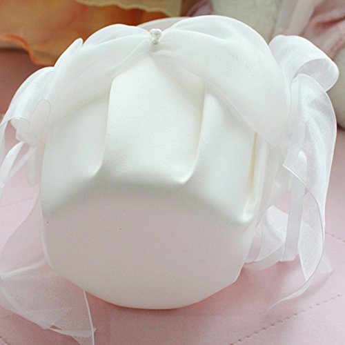 2 Stück Elfenbein Satin bowknot Hochzeit Blumenmädchen Korb Blumenkinderkörbchen - 5