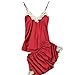 Produktbild MEIbax Damen Nachtwäsche ärmelloses Band Spitzenbesatz Satin Top Pyjama Sets V Ausschnitt Unterwäsche Dessous Set Negligee Lingerie