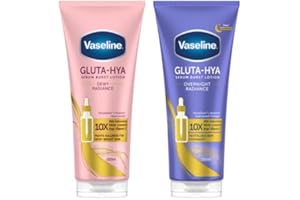Vaseline Gluta-Hya Serum Burst Body Lotion Duo – Dewy Radiance & Overnight Repair 2x200ml with GlutaGlow & 10x Vitamin C Power for Dewy, Hydrated, Glowing Skin All Day & Night
