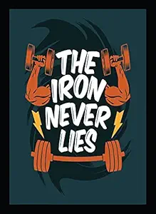 BIRDS MIND The Iron Never Dies Gym Motivational Quotes Synthetic Wood Wall Hanging Photo Framed Poster for Living Room Home Boys Girls Bedroom Frames L x H 9.5 Inches x 13 Inches