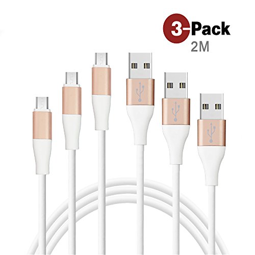 BECASO 3Pack 2m Premium Micro USB Ladekabel Verbindungskabel Lightning haltbar Datenkabel für Android,HTC, Samsung und mehr