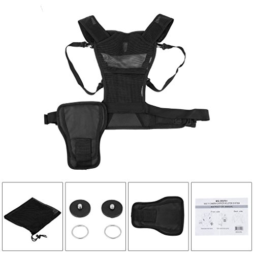 MICNOVA MQ-MSP01 Nouveau Bandouli  re de Transport Photographe Sangle de Poitrine Corps   lastique R  glable avec C  t   Housse de Cam  ra 1 4  Vis pour Canon Nikon Sony DSLR Cam  ra