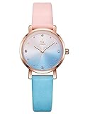 Alienwork Kinder-Armbanduhr Mädchen Quarz Rose-Gold mit Lederarmband pink elegant