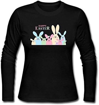 HappySL Happy Easter Bunny Women's Soft Long Sleeve Round Neck Pullover Sweatshirt Pullover Shirt Tops