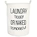 Produktbild Premium Neuheit Wäschekorb - Wasserdichter, Faltbarer, Baumwoll Leinen Stoff Wäschesack - Haushalts Organizer Lagerung, Aufbewahrung für Kleidung. Laundry Today or Naked Tomorrow