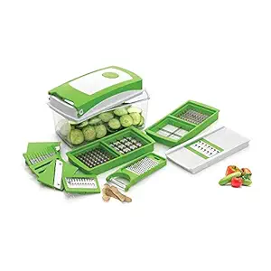 JAY ANTIQUES Plastic Chop- 11 in 1 Vegetable and Fruits Cutter, Green