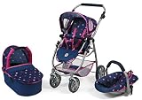 Tolles Kombi-Puppenwagen-Set mit Babywanne, Sportwagenaufsatz und Autositz