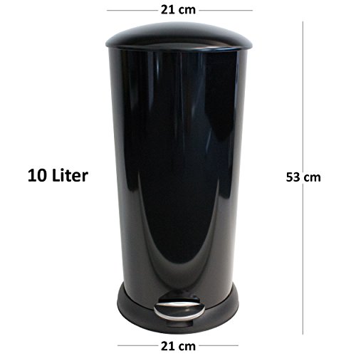 Oxid7® Treteimer Abfalleimer Mülleimer „Skinny“ Mülltrennung Edelstahl Schwarz mit Absenkautomatik (10 Liter) - 8