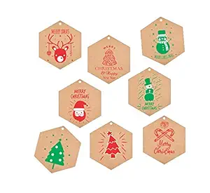 Visual Creation Merry Christmas Tag Cards I Set of 60 (4 cm x 4.5 cm) Cardboard