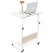Produktbild DlandHome 60 * 40cm Computertisch Lernen Schreibtich Pflegetisch Bettisch Frühstückstisch Höhenverstellbar mit Rollen Beistelltisch für Büro Schlafzimmer Mit Tablet-Steckplatz Ahorn