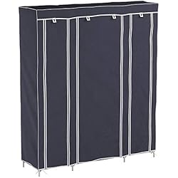 LEMAIJIAJU Armoire en Tissu Penderie de Vêtement en Toile Mobilier de Chambre Rangement de Vêtements Unique Tringles à Vêtements 150 * 45 * 175cm Gris