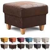 Lieferumfang: Cavadore 5218 - Polsterhocker Finja / Ausführung Fuß: Holzfüße in Buche massiv natur