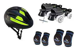 Jaspo Players Intact Multicolour Senior Skates Combo (Skates+Helmet+Knee+Elbow+Bag) Suitable for Age 6 to 14 Years