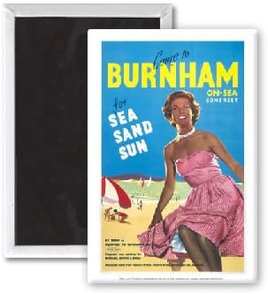 Burnham-on-sea, Somerset - 3x2 inch Fridge Magnet - large magnetic button