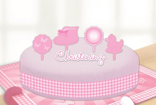 amscan Christening Pink Booties Cake Decorating Kits