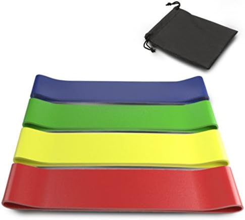 resistance loop bands,XHIVAR fitness exercise latex bands Set Of 4 with Bag,Each band measures 11.8 x 2 inches, Suitable for P90x, crossfit, yoga, pilates