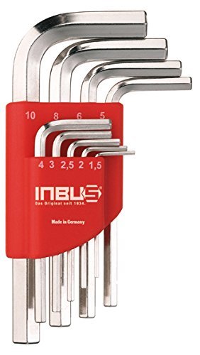 INBUS® 70150 Inbusschlüssel Set Kurz Metrisch 9tlg. 1,5-10mm | Made in Germany| Innensechskant-Schlüssel | Winkel-Schlüssel | 1,5mm | 2mm | 2,5mm | 3mm | 4mm | 5mm | 6mm | 8mm | 10mm | Kurze Ausführung