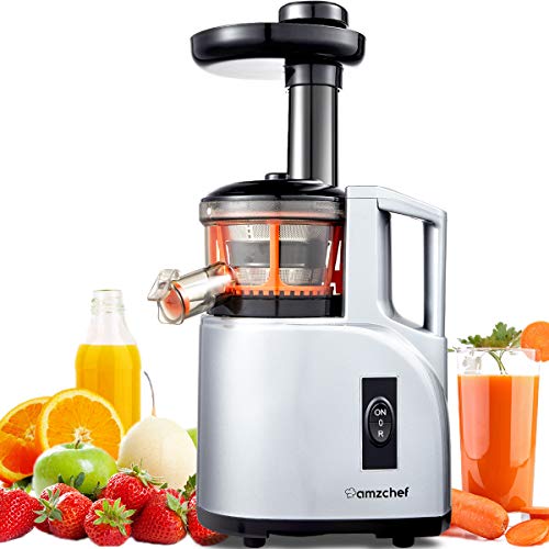 Extracteur de Jus AMZCHEF Extracteur à Jus Fruits et Légume Presse à Froid Machine Centrifugeuse Extracteur de Jus Vertical Slow Juicer Sans BPA|Moteur Silencieux Fonction Inverse 150W