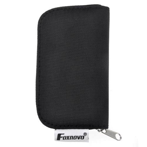 Foxnovo tragbar Case Schutzbox Schutztasche Kartentasche Tasche mit Reißverschluss für 22 SD SDHC MMC CF Micro SD Memory Card Speicherkarten (Schwarz) - 4