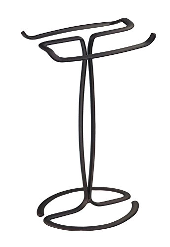 mDesign Handtuchständer – praktisches Badzubehör zum Aufhängen kleinerer Handtücher, ideal für den Waschtisch – moderner Handtuchhalter ohne Bohren – rostfrei – Farbe: Bronze - 3