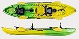 canoas de pesca de segunda mano Medidas 370x86x42 cm KAYAK RÍGIDO PESCA PARA DOS. 370x86x42 cm. VERDE-AMARILLO  Canoa equipada con asiento, 2 tambuchos, remo de aluminio, 2 cañeros fijos y 2 cañeros direccional 360º