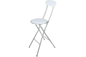 ELITO HOME & GARDEN Breakfast Bar Stool Folding Foldable Padded Chair Seat Garden Party Office Event - Bar Stool - White