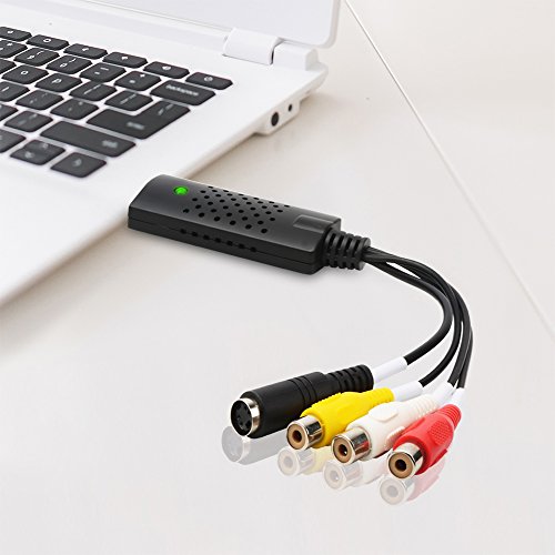 USB 2.0 Audio-Video-Grabber, Adapter für die Videobearbeitung, Hi8 VHS auf DVD Digitalisierer für Mac oder Windows 7 8 10 mit Scart/AV-Konvertierungsadapter