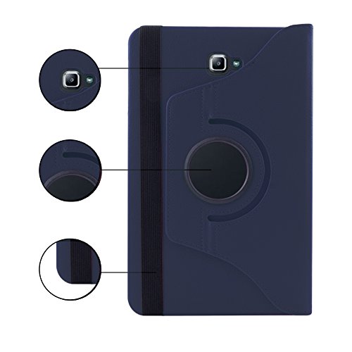 SAVFY Samsung Galaxy Tab A 10.1 Hülle (2016) T580N/ T585N 360 Grad Drehung Case Schutzhülle Tasche mit Ständerfunktion inkl. Eingabestift und Schutzfolie, dunkelblau - 6