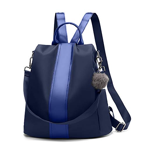 Mujer Bolsos, Swonuk Mochila de Nylon Antirrobo Mochila Escolar Bolso para Mujer Convertible Bolso De Hombro Casual Bolsos De Mano Impermeables para Viaje Escuela Trabajo (Azul, Tela Oxford)