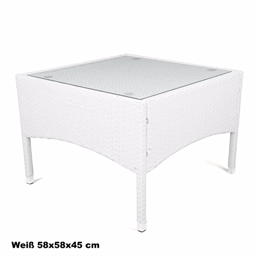 Polyrattan Tisch – versch. Größen Beistelltisch Rattan Teetisch Gartentisch Terrasse (58x58x42 cm, Schwarz) - 4