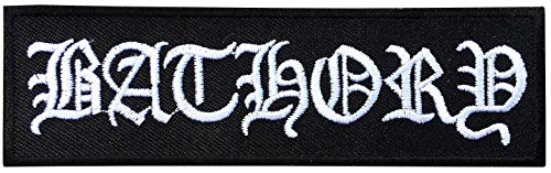 WowPrice99 BATHORY Black & White 3cm x 10cm Patch Embroidered Badge Iron Or Sew On
