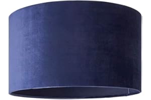MiniSun | Medium Modern Navy Blue Velvet Drum Light Shade | Lamp Shades, Home Décor & Improvement Essential | 350mm Shade Width