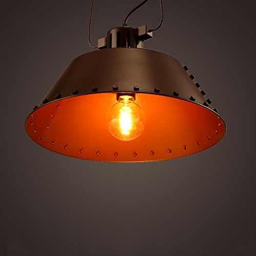 Hanging lights Iron Industry Chandelier Restaurant Living Room Study Creative Decorative Lights Rivet Coffee Shop Retro Lid Ceiling Light ( Color : Brown )