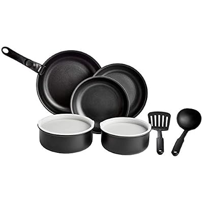 AmazonBasics Ensemble batteries de cuisine 10 pièces avec couvercles et poignée amovible